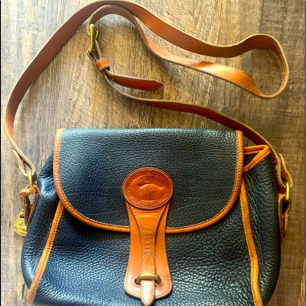 Vintage Black and Brown Dooney And Bourke All Weather Leather Crossbody Bag